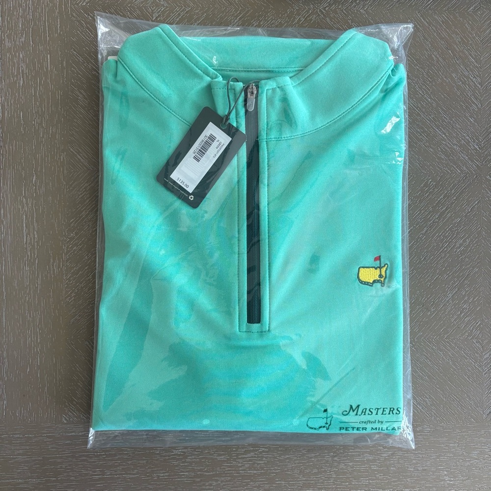 2025 NWT 1/4 Zip Masters Golf Peter Millar Green Men's Shirt Pullover